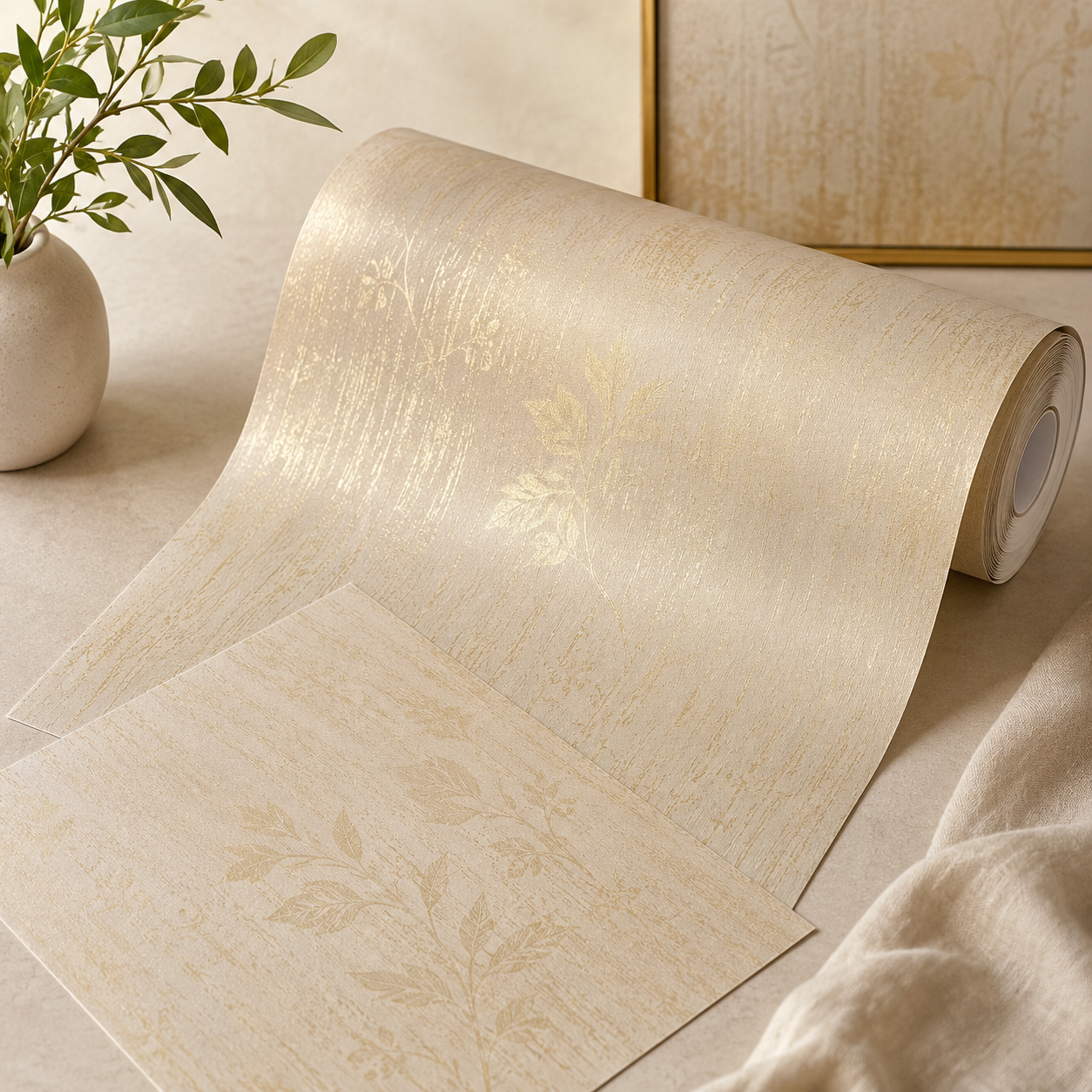 Cream Herringbone wallpaper